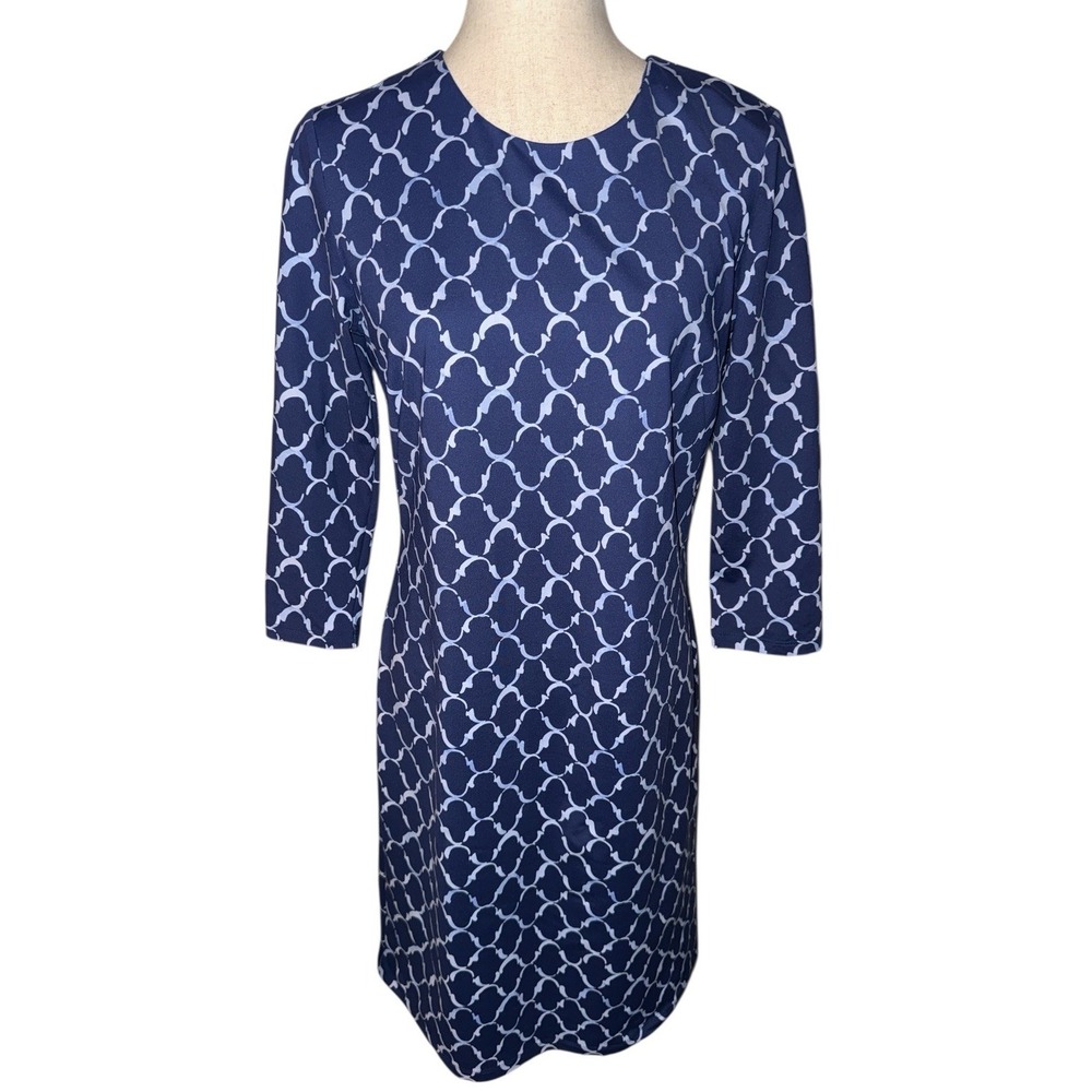 J.Mclaughlin Navy Chambray Mega Palm Spring Women's M Coastal Resort New - Picture 2 of 11